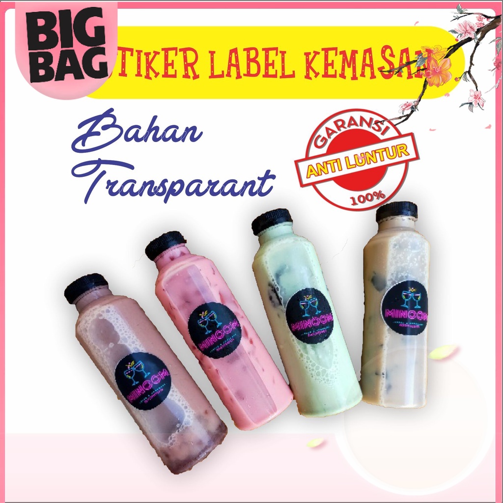 

Cetak Stiker Label Kemasan Vynil Transparan Anti Air Free Desain