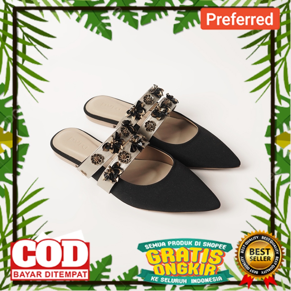 SEPATU SANDAL BEST SELLER TREND TERKINI /PVRA Sandal Wanita Della Black Gold