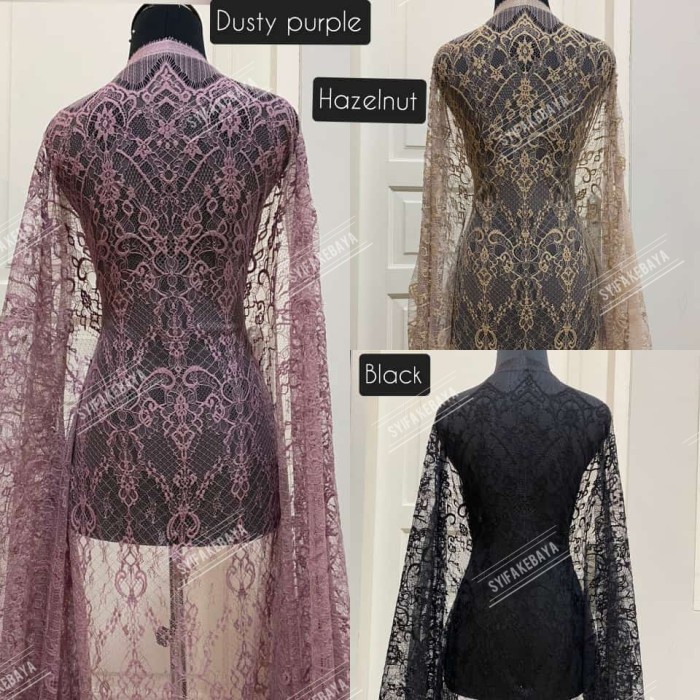 Brokat Semi Prancis Kain Chantily Lace Kebaya Brukat Semi Prancis - Dusty Purple