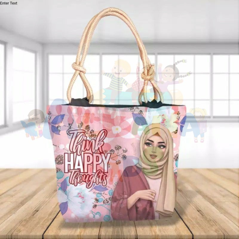Tote bag kanvas tali sumbu Tas hijaber
