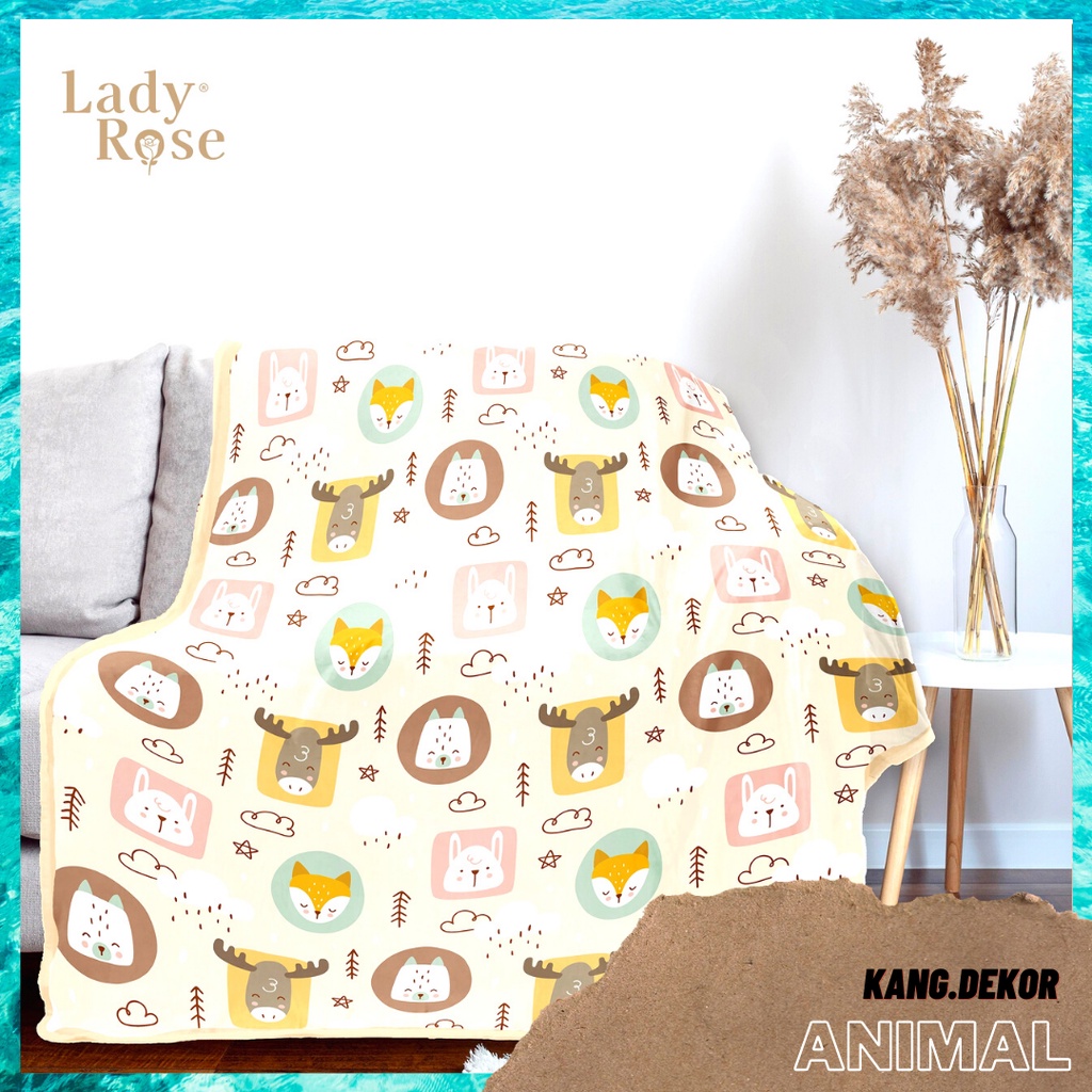 SELIMUT LADY ROSE MOTIF ANIMAL KARAKTER KARTUN ANAK SELIMUT BULU LEMBUT HALUS TEBAL LADYROSE UKURAN 