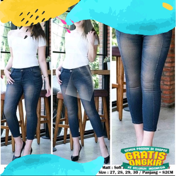 MOZA 7/9 FRONT LINE CELANA JEANS 7/9 TULANG/ Silver