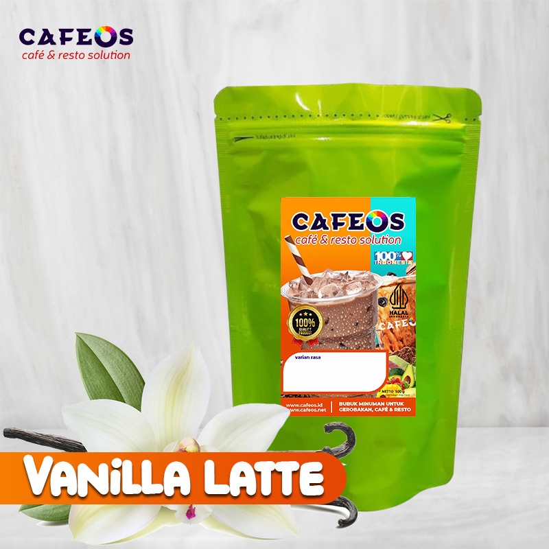 

Bubuk Minuman Kopi Rasa Vanilla Latte 3IN1 Cafeos Powder Drink Kemasan 500 gram