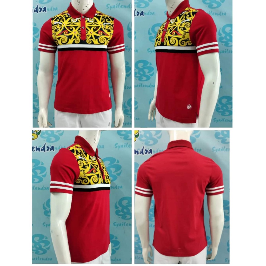 Polo Motif Dayak Kahayan Mars warna merah/POLO DAYAK KALTENG