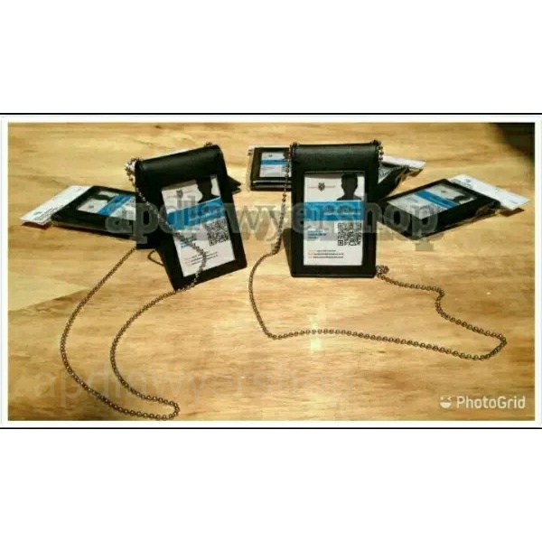 

[KSG-97] Name Tag Id Card Holder kulit hitam dof 2 sisi magnet kwalitas bagus