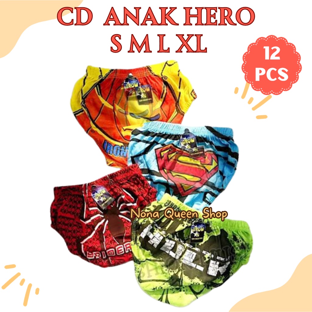 12 PCS Celana Dalam Anak Cowok Superhero
