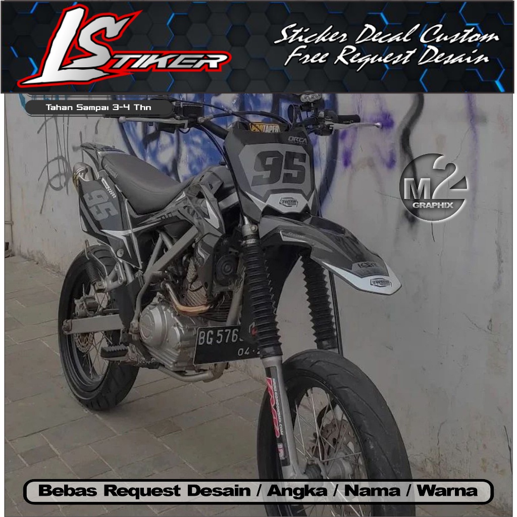0140 Sticker Decal KLX 150 BF Full Body Bebas Request Desain Terbaru - Stiker Variasi KLX 150 Terbar