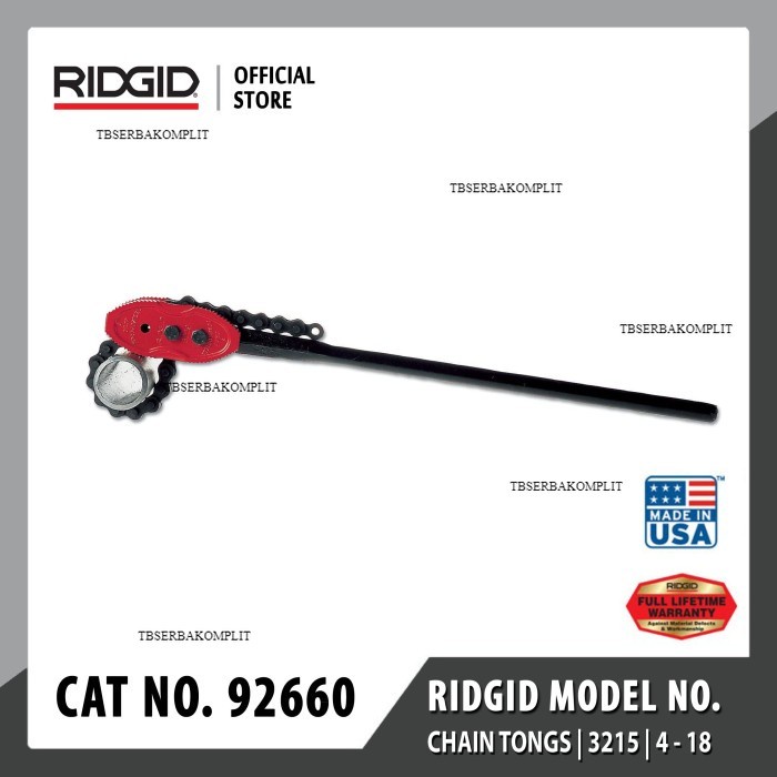 

RIDGID Tong. Chain Pipe Wrench Double end-3215 4-18 Inch-92660