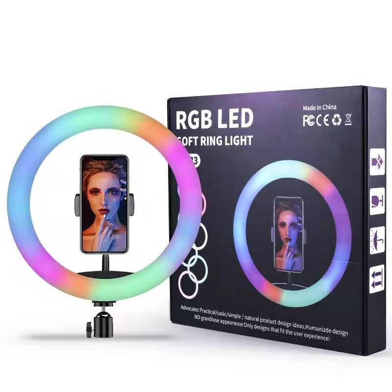 Soft Ring Light RGB LED Rainbow 26CM Lampu selfi Cocok untuk Tiktokers Vlogger selfie ring light Fla