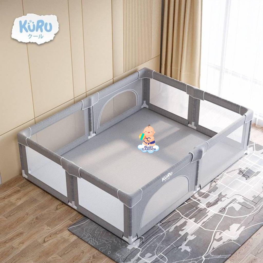 KURU PP901 Baby Playpen Playmat Tempat Bermain Anak 150x180, Abu-abu