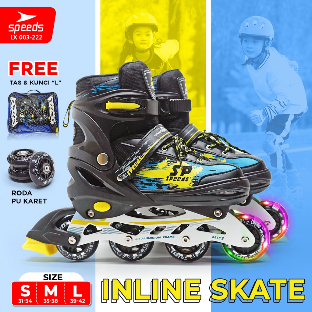 SPEEDS Sepatu Roda Anak Remaja Dewasa Inline Skate Roda Karet Roller Skate LX 003-222