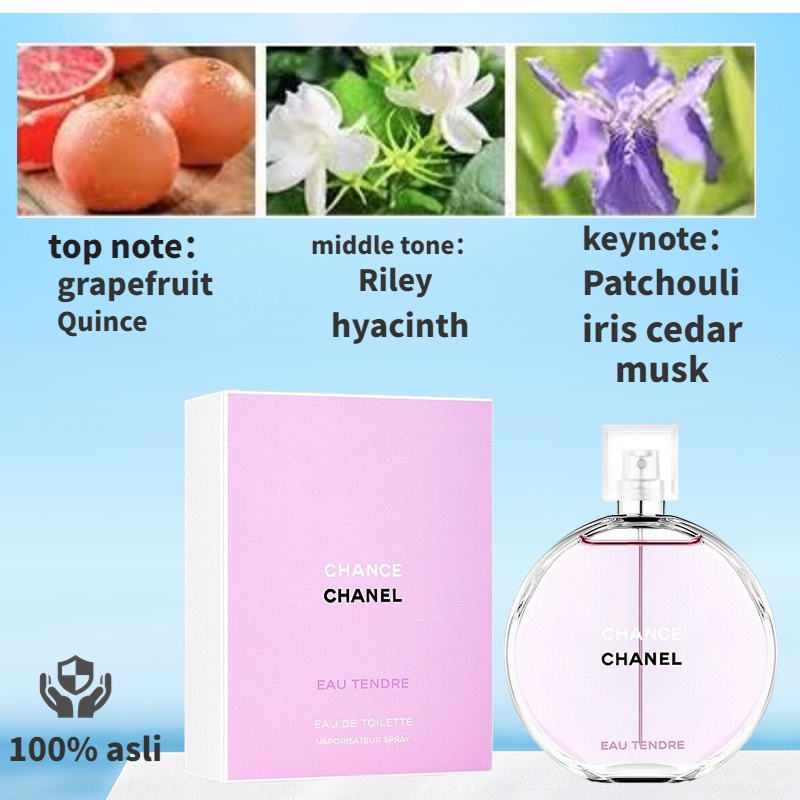 Parfum Chanel, Chanel chance, eau tendre, Fresh, edt, Wanita, Parfume, Tahan Lama 24 Jam, Pemikat Wa