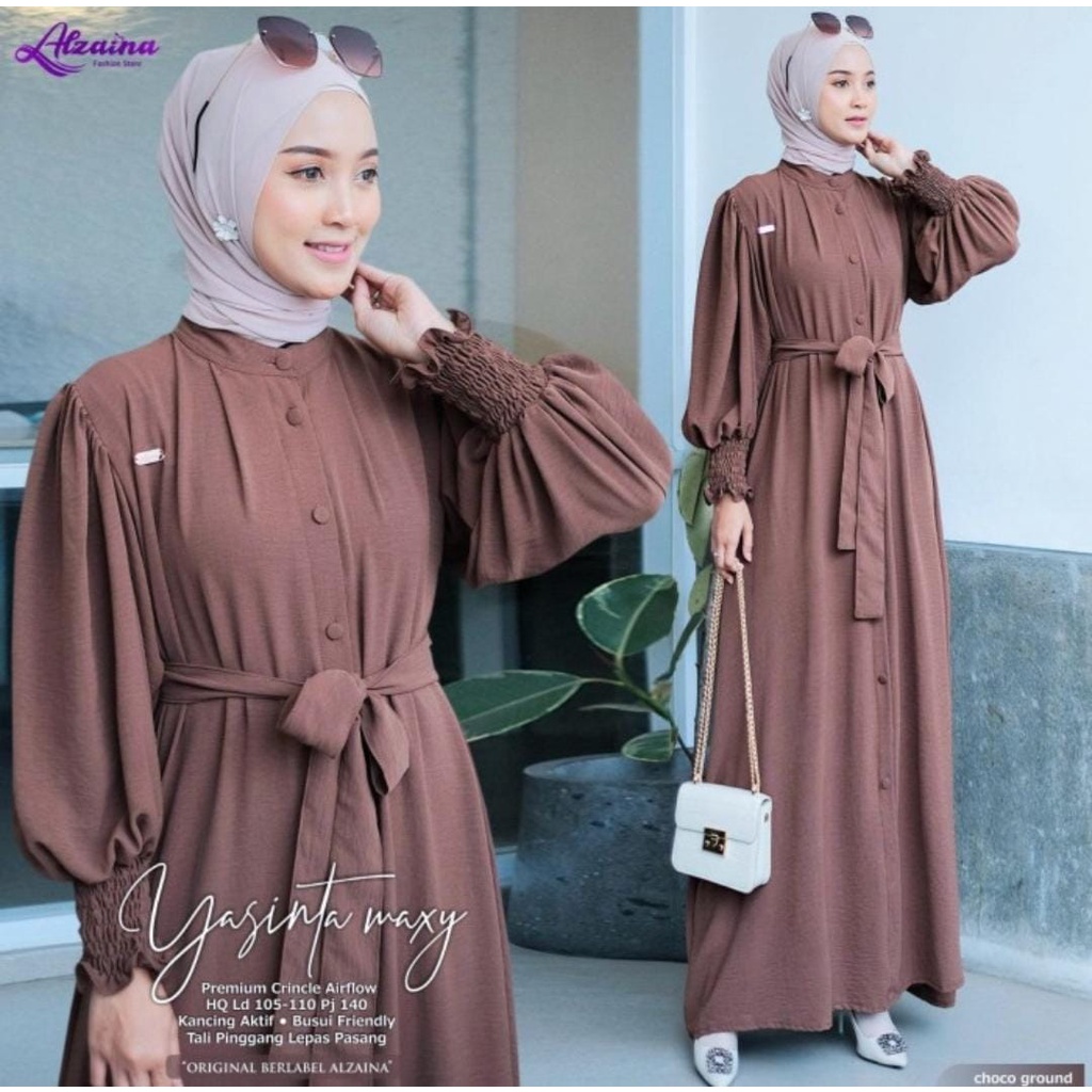 YASINTA MAXY DRESS BAHAN CRINKLE AIRFLOW / GAMIS POLOS BAHAN CRINKLE AIRFLOW PREMIUM / GAMIS SIMPEL 