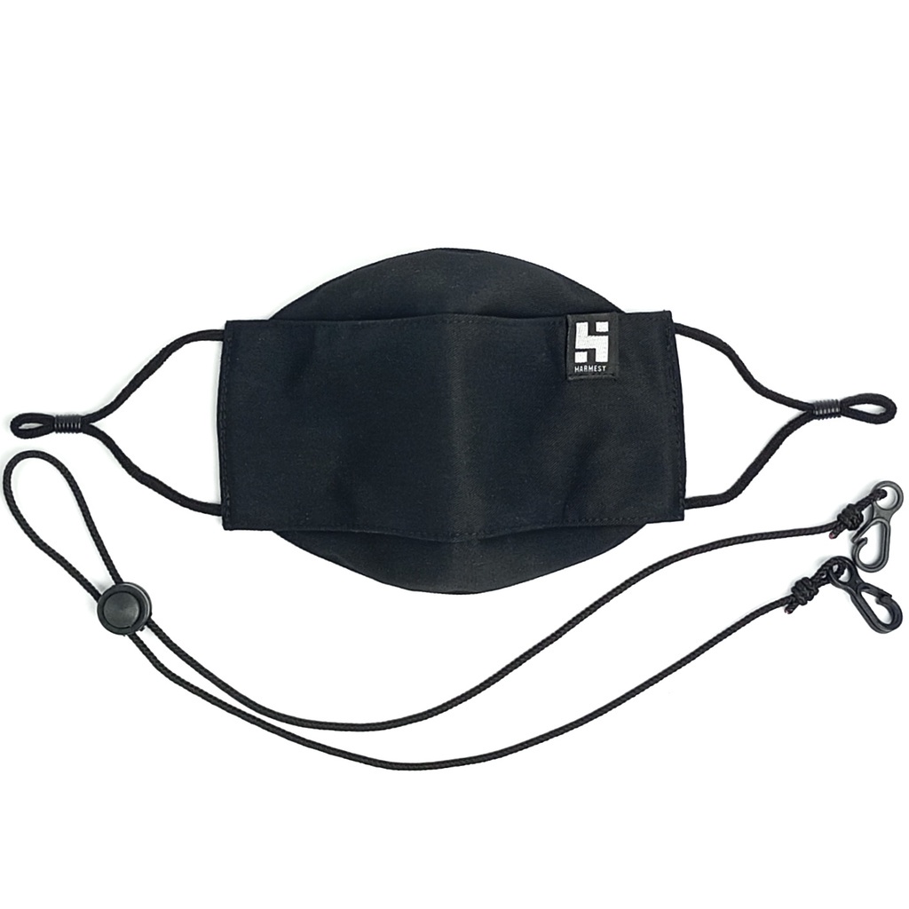 [Gemli]Basic Black 4D Headloop - Harmest Mask | Masker Kain Polos Premium