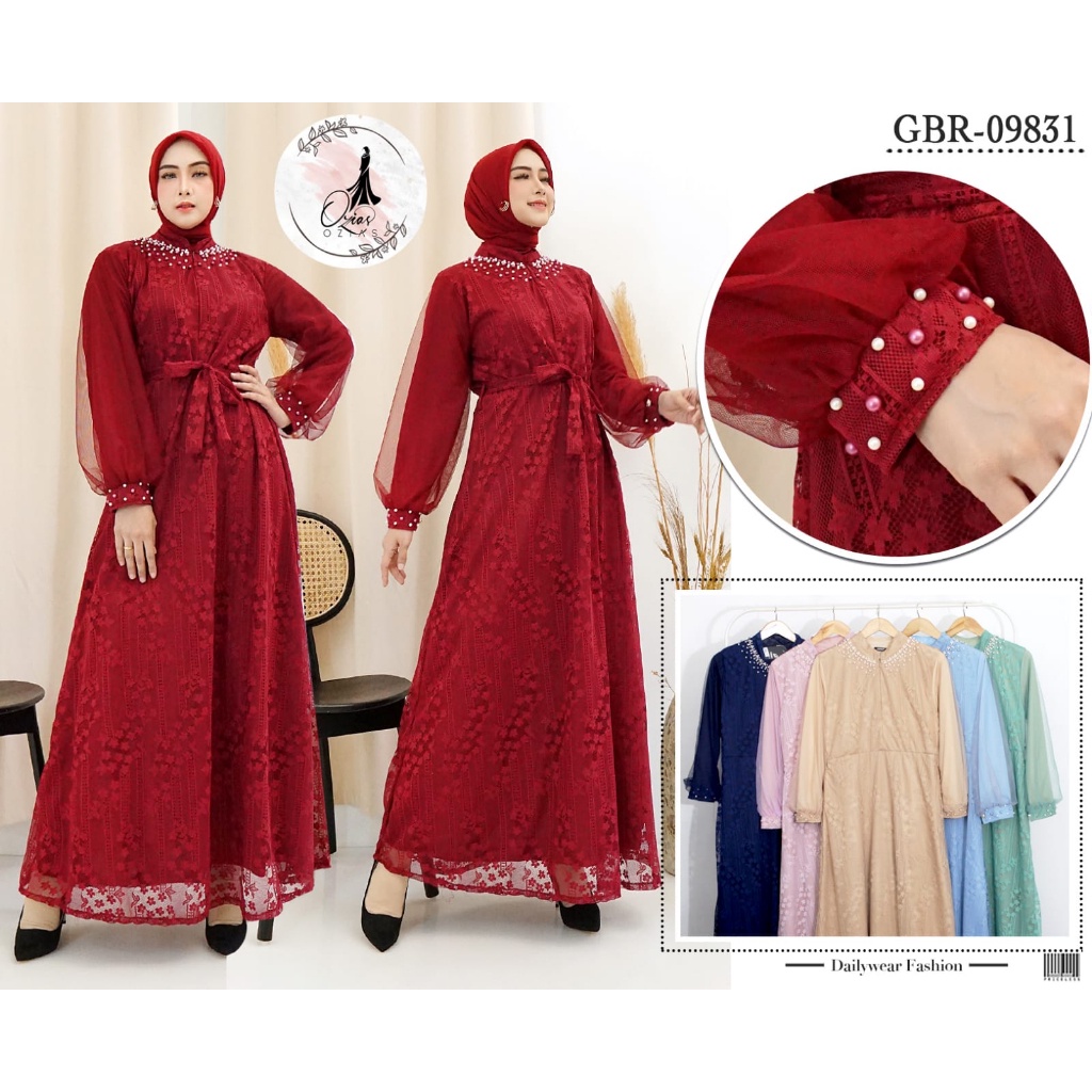 DRESS PESTA PREMIUM  BROKAT GARDEN LACE 09831 I Gamis Kondangan Simpel I Gamis Pesta Wanita