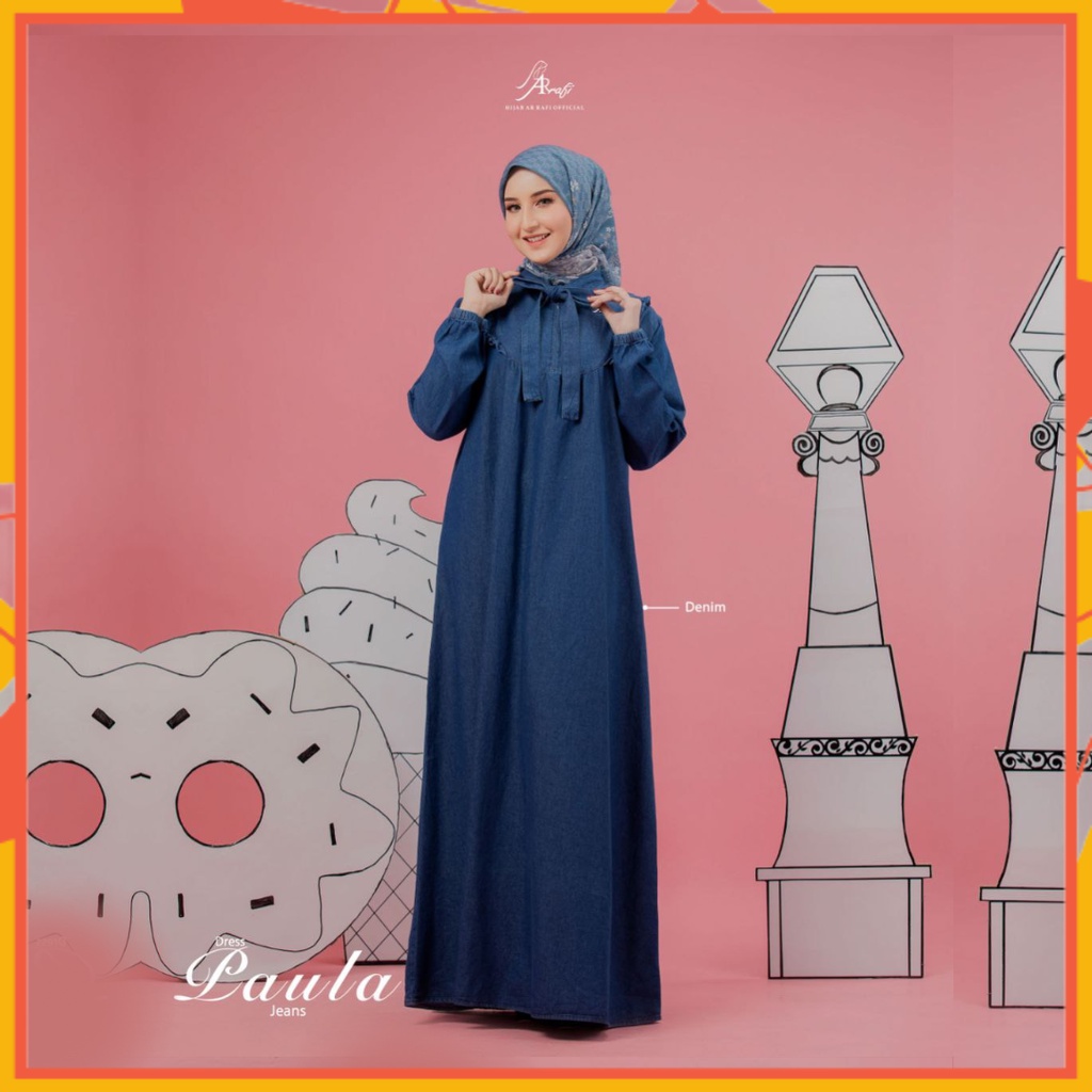 Dress Jeans Denim Wanita Paula Dress by Hijab Arrafi