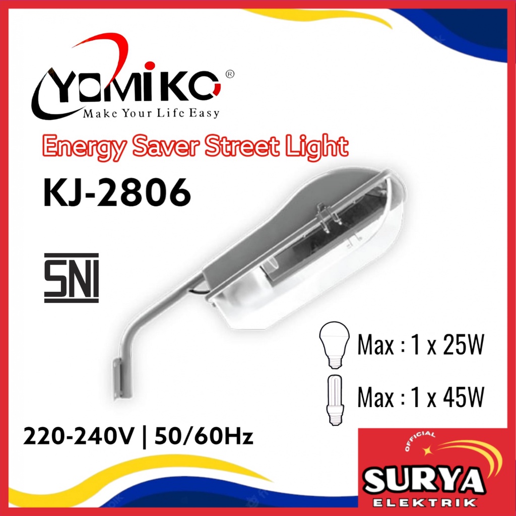 Kap Cover Lampu Penerangan Jalan YOMIKO PJU Fitting E27 25 / 45 Watt SNI