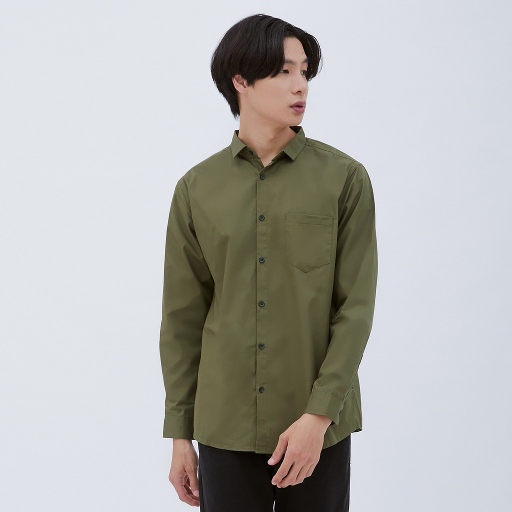 Ramayana Ciplaz Sidoarjo / M231 Kemeja Pria Basic Polos Panjang Army 1468J