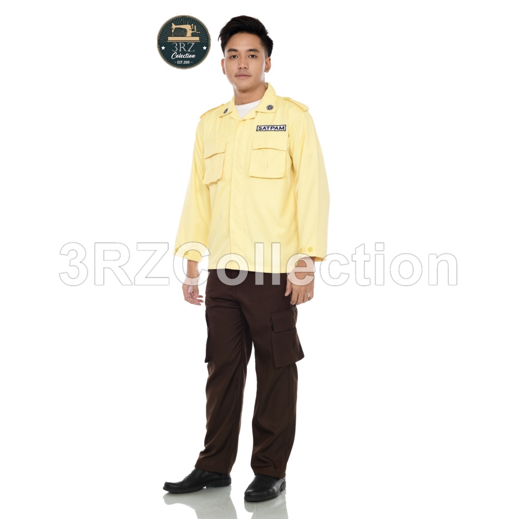 Rastoreshop Setelan Pdl Satpam Pdl Hitam Krem  Baju Seragam Security Cream  Pdl Coklat Krem Satpam T