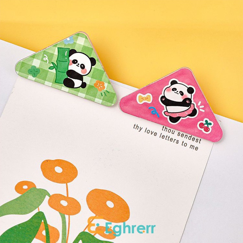 

✨EG Panda Merah Tempat Kertas Uji Kartun Lucu klip kertas Klip Binder Klip Sudut Kertas Segitiga Warna Warni -Eghrerr
