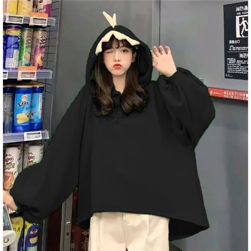 SWEATER HODDIE OVERSIZE DINOS - SWEATER HODDIE WANITA KOREAN STYLE