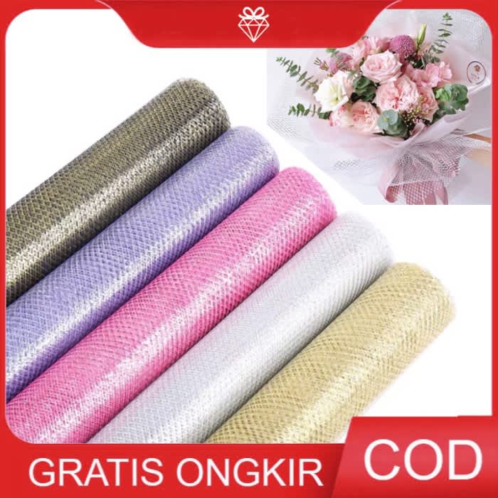 

1ROLL Tile Jaring Sisik Ikan- Tile Polynet Dress Buket Bunga Tile002