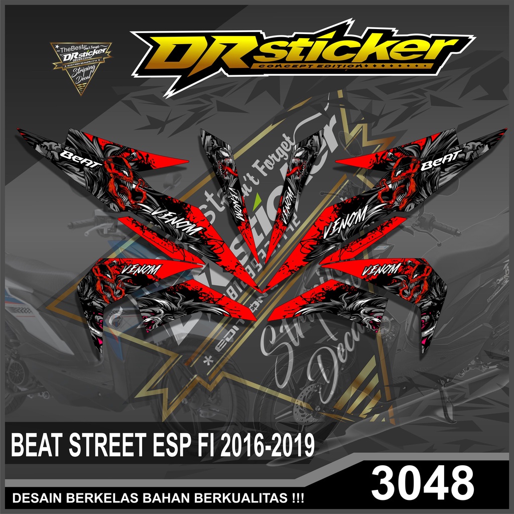 3048 Striping Variasi Beat Fi Esp Street 2016 2017 2018 2019 Desain Venom
