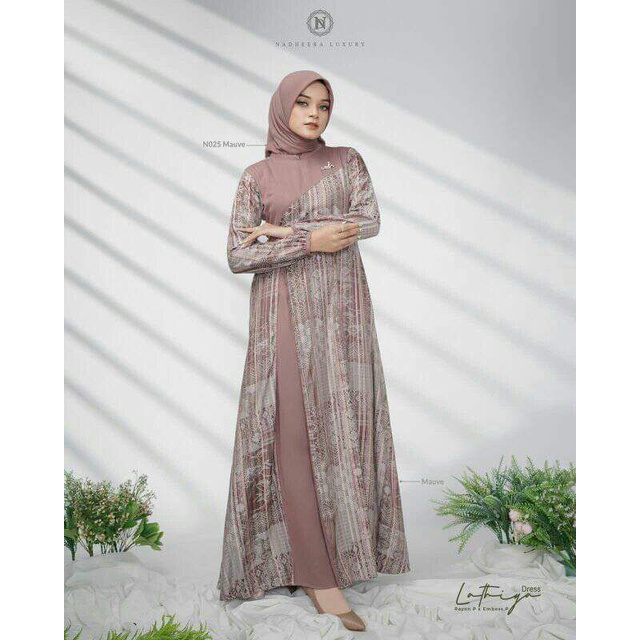 (Cod) Dress Nadheera Luxury | Lathiya Dress By NadheeraLuxury Ori | Gamis Kondangan Bahan Rayon | Ga