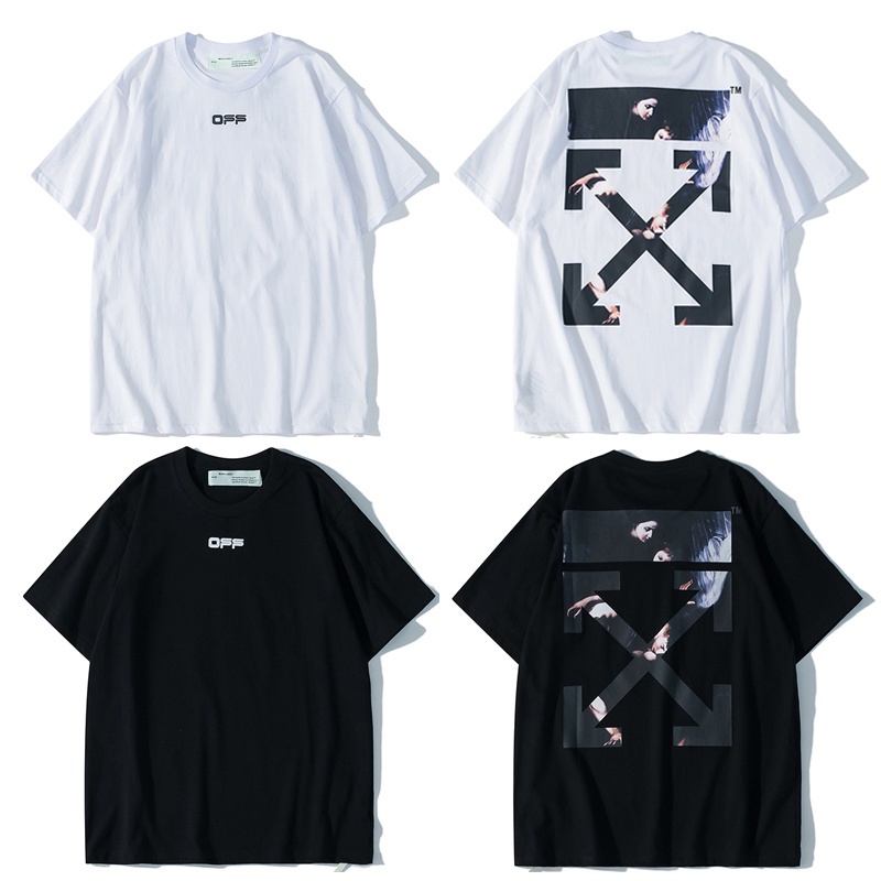 Baju kaos pria over size Kaos OFF WHITE Arrival Men Women Tees T-shirt Arrow White Black Short Sleev