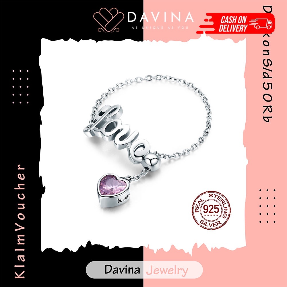 Davina Cincin Perak Lydia Ring 925 Sterling Silver Wanita Aksesoris Fashion Korea Asli S925 Unik Kri