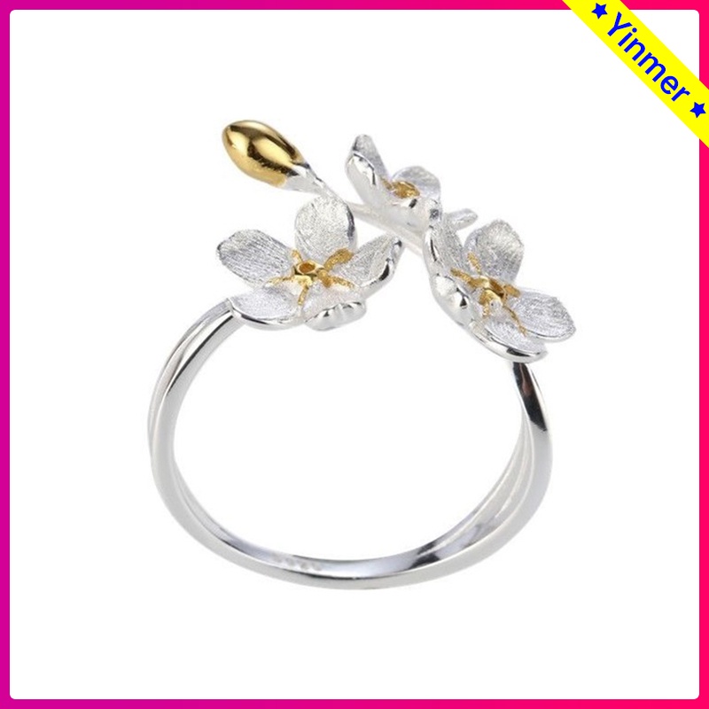 COD✨ Cincin Zircon Model Terbuka Desain Bunga Mutiara Korea Gaya Adjustable Aesthetic Untuk Wanita Dan Anak Perempuan-Yinmer