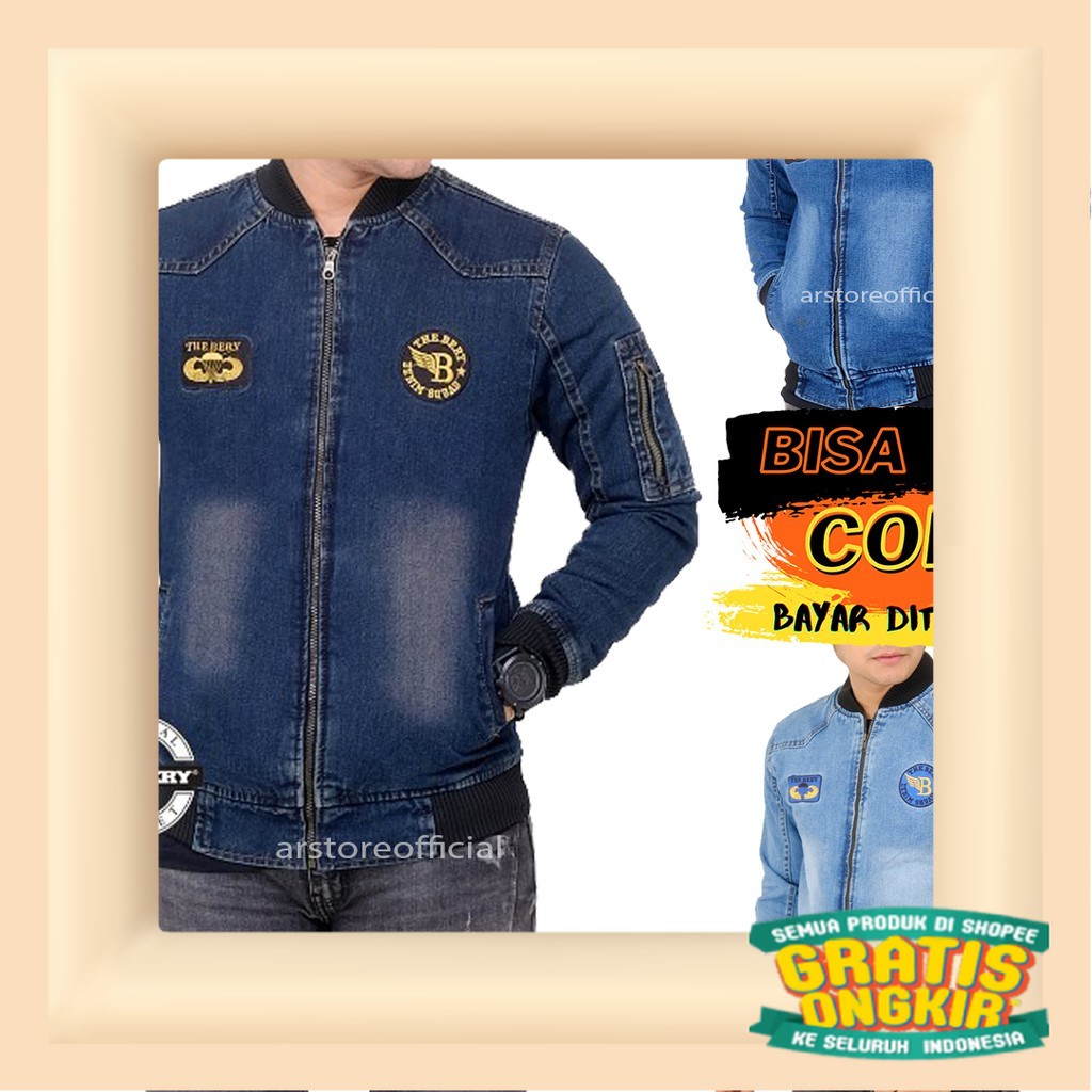 BOMBER DENIM B BLOCK JEANS BAJATEX / JAKET BOMBER/ Black tosca 2 3 warna