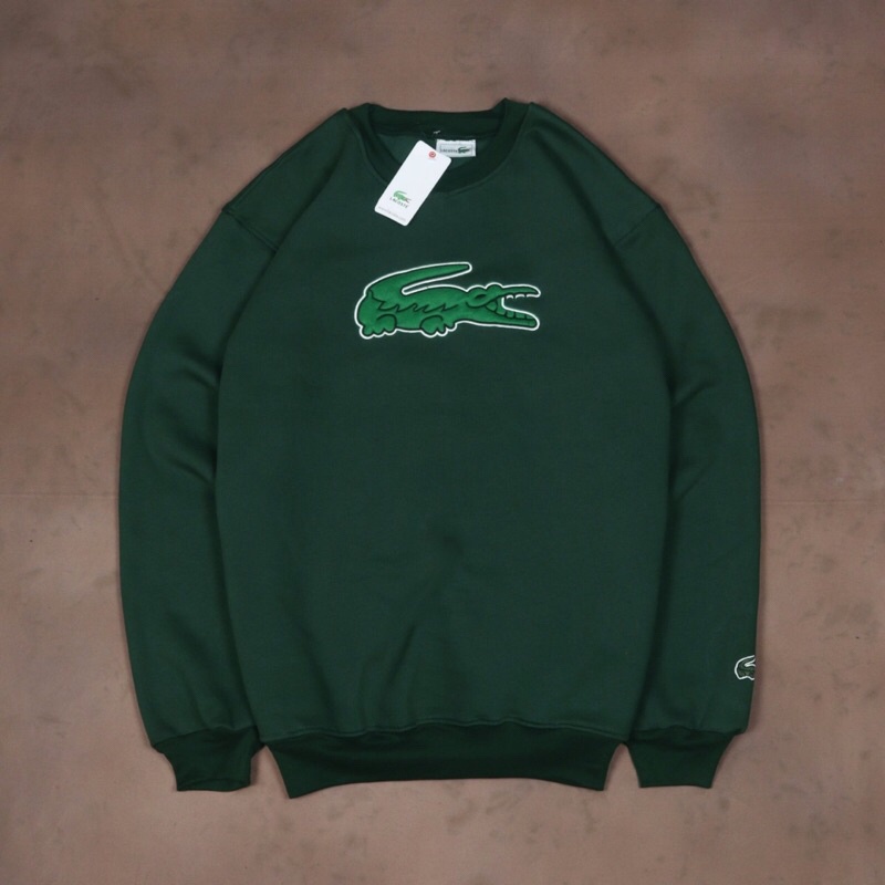 Crewneck Jaket Sweater LACOSTE Bordir Hijau Fulltag & Label