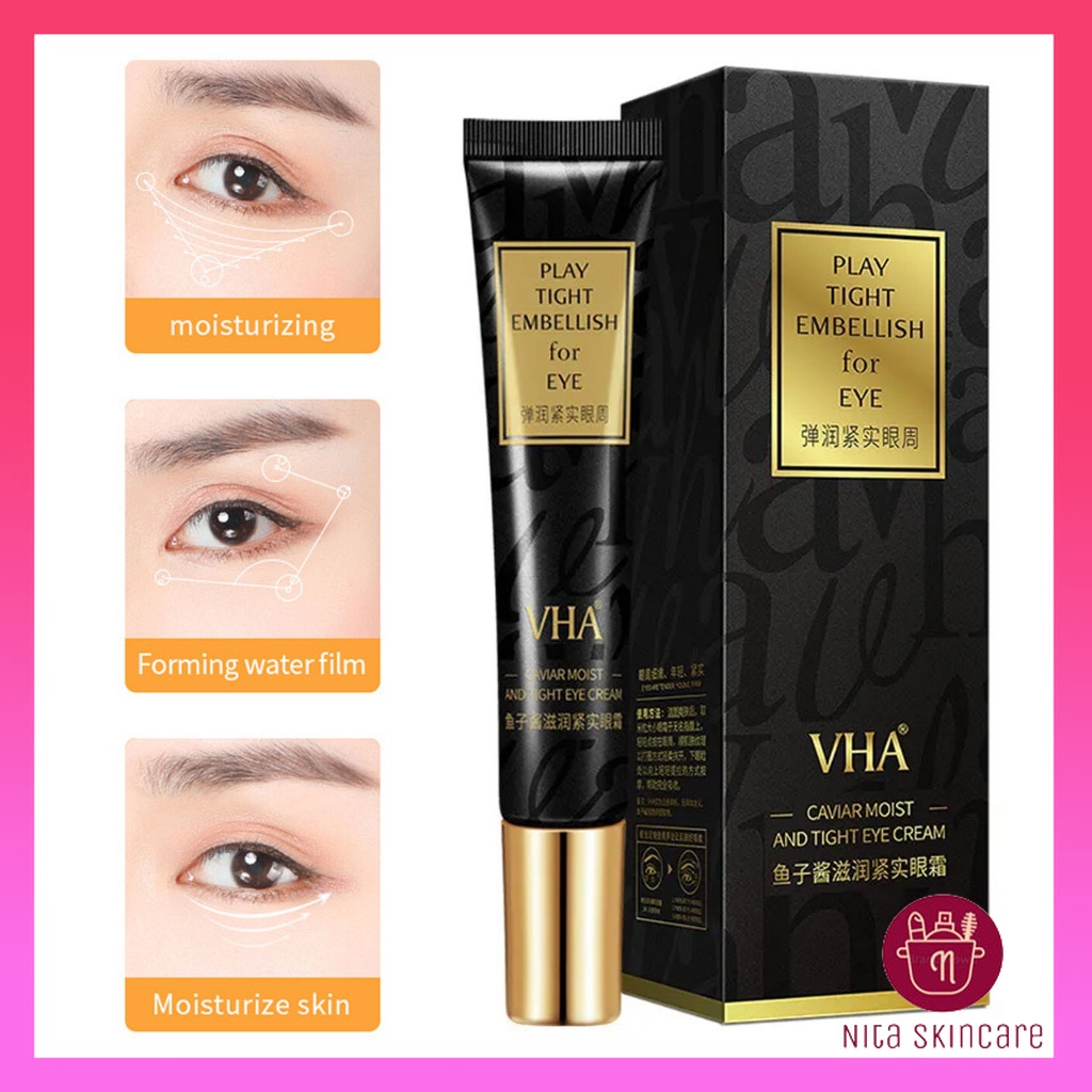 VHA Caviar Eye Cream Ampuh Menghilangkan Kerutan Keriput Mata Kantung Mata dan Mata Panda