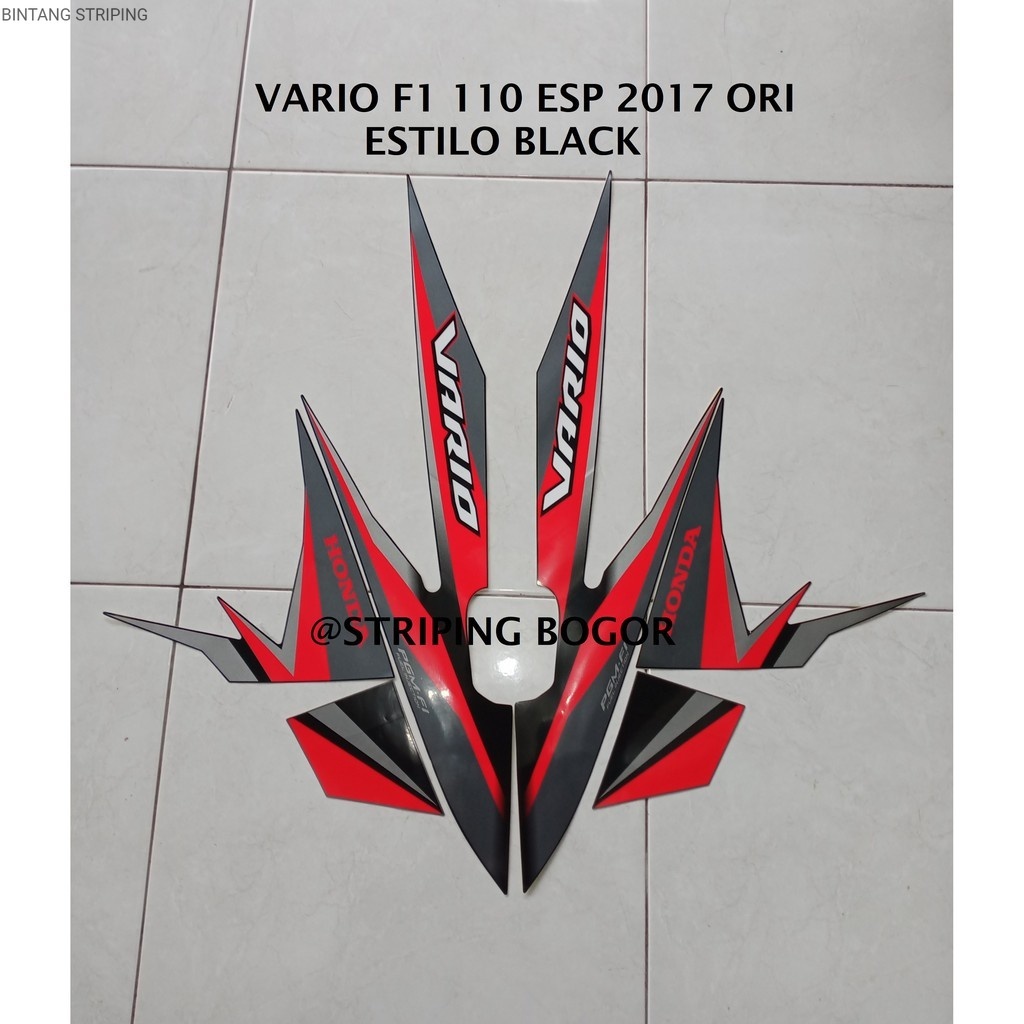 Striping Lis Stiker Motor Honda Vario 110 F1 ESP 2017 Warna Estilo Black Hitam