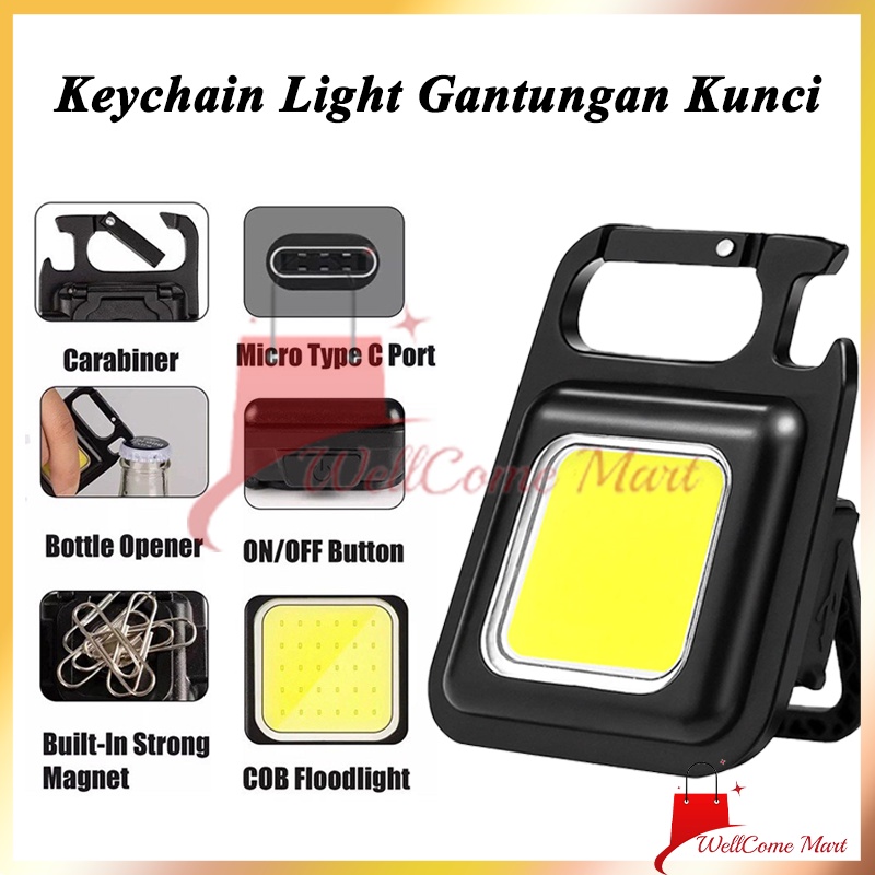 Lampu Tembak Magnet / Keychain Light Gantungan Kunci / Senter Mini Gantungan Kunci Besi / Keychain L