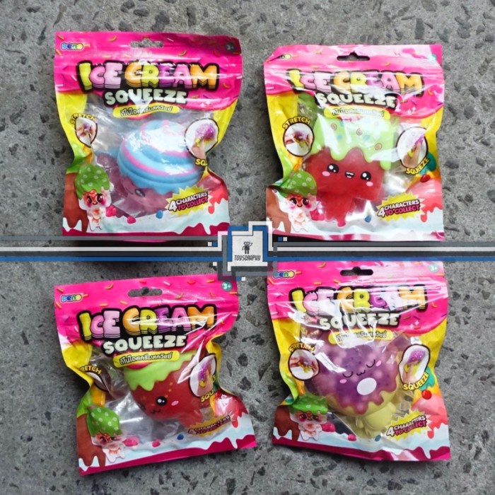 DENO Ice Cream Squeeze Squishy Es Krim Mainan Slime Boba Jelly Splat