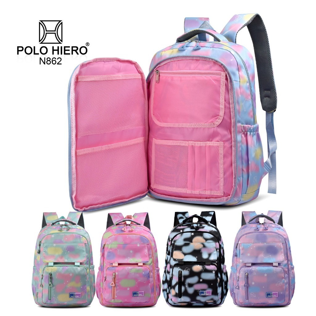 (RBS) Tas Kulkas Polo Hiero N862 Tas Sekolah Anak Perempuan Tas Ransel Cewek