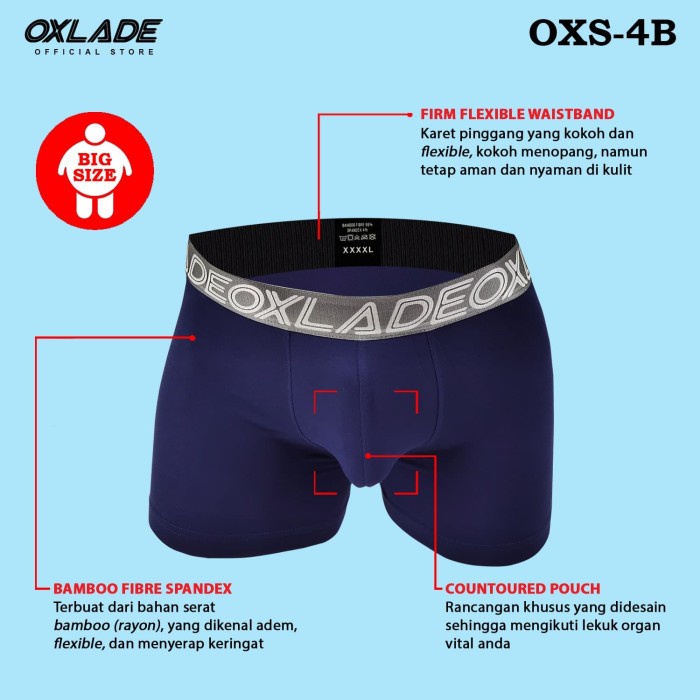 best -Men's Underwear Big Size Boxer Brief isi 2pcs OXLADE "BIG BANG" OXS-4B - XXL