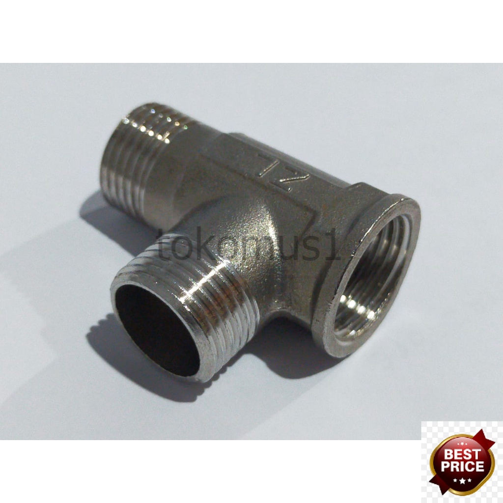 Soket Tee Shower 1/2 Inch Sok Sambungan Kran Shower Stainless Soket T