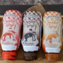 

COD Smuckers Sunday Syrup Smucker's topping saus CARAMEL / COKLAT / STRAWBERRY jam IMPORT 567gr