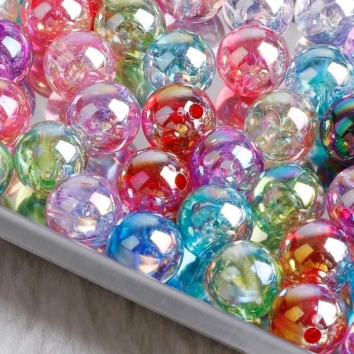 

promosi PT5 Isi 50Pcs Manik Mote Akrilik Pelangi 8Mm Bahan Kerajinan Tangan