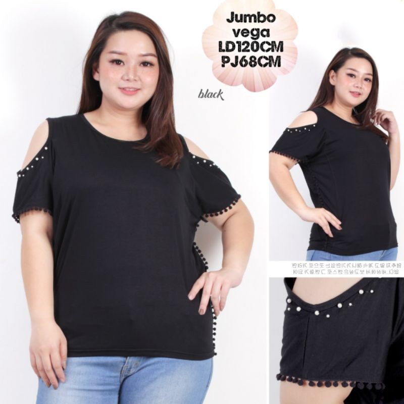 LD 120 XXXL BAJU ATASAN KAOS BLOUSE PAKAIAN FASHION WANITA SUPER JUMBO BIGSIZE OVERSIZE LENGAN PENDE