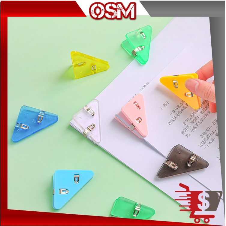 

OSM - S6063 Klip Penjepit Buku / Klip Sudut Kertas Akrilik / Paper Clip Segitiga Warna-Warni / Penjepit Kertas Binder Plastik