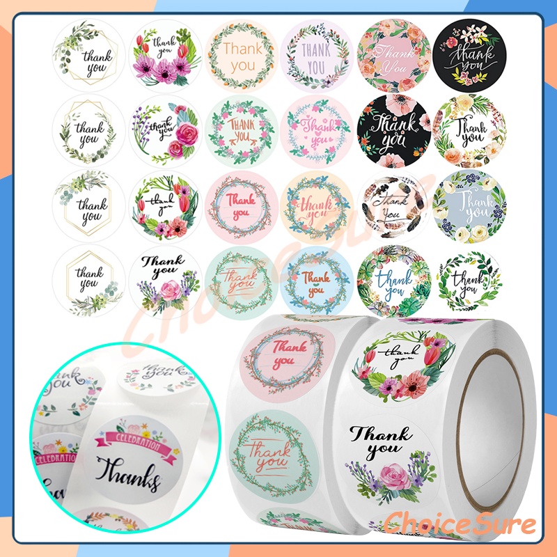 

500pcs Sticker Terima Kasih / 500 Pcs Stiker Label Thank You / Tempelan Ucapan Terimakasih Bulat 500pcs