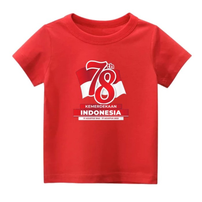 Kaos Anak Laki 17 Agustus Merdeka Baju Anak Merah Putih Kemerdekaan - Merah Atasan, size 2