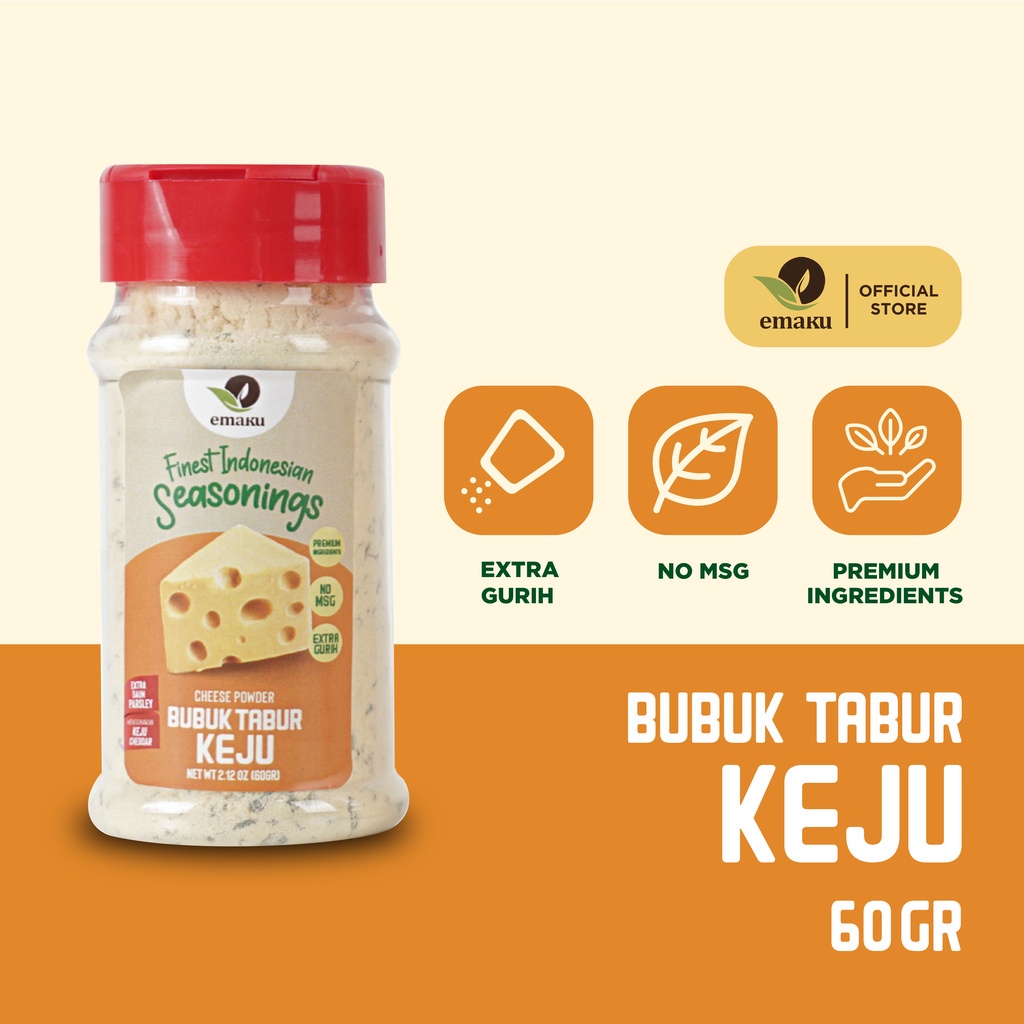 

Emaku Keju Bubuk Bumbu Masak Dapur Tabur Cheese Powder 60gr Non MSG