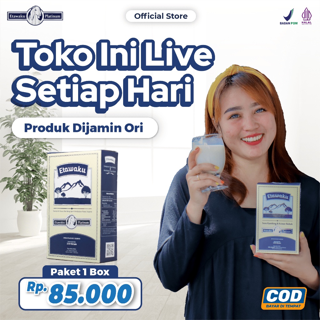 

ETAWAKU SUSU KAMBING PLATINUM ETAWA ORIGINAL / SUSU KESEHATAN SENDI DAN PERNAFASAN ETAWAKU