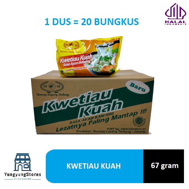 

1 DUS isi 20 pcs Kwetiau Kuah Rasa Ayam Bawang Burung Layang Terbang