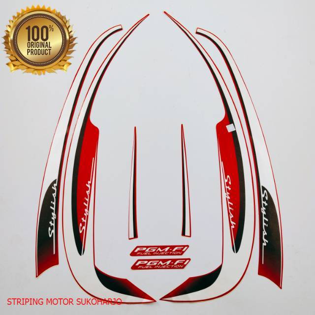 (ORI) striping honda scoopy stylish 2013    merah cabe kualitas original
